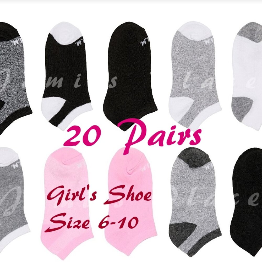 20 Toddler Girls Size 6-10 Shoe BUM Socks No Show Lightweight
